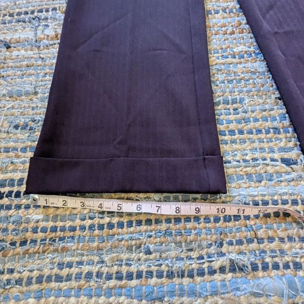 Low & Loose Trousers 11 Grape Purple Cuffed Pants Belt Loops Light Pinstripes